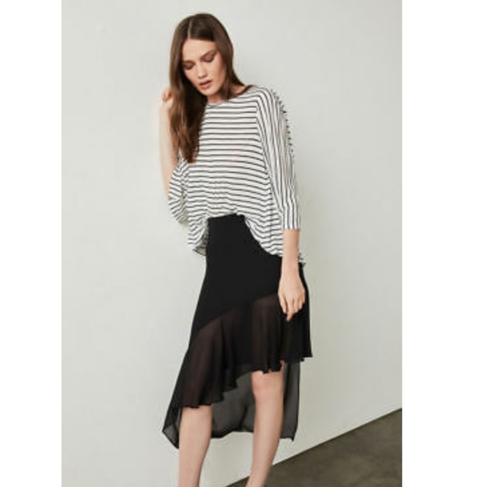 BCBG MAXAZRIA black & white stripe open back top